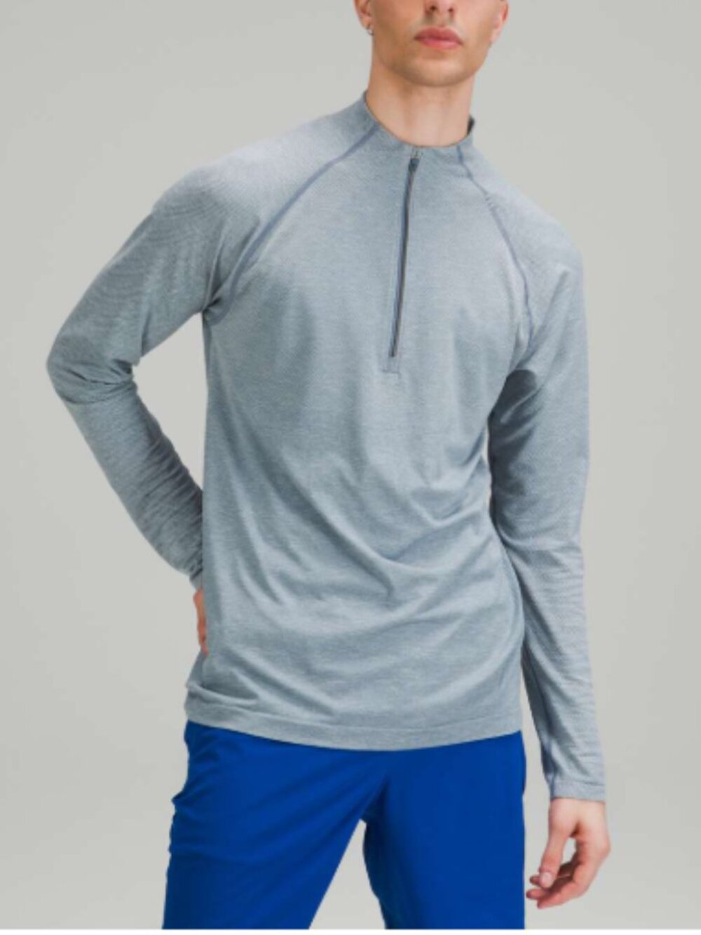 Lululemon Metal Vent Tech 1/2 Zip 2.0 White Opal River Blue Mesh Silverescent XL